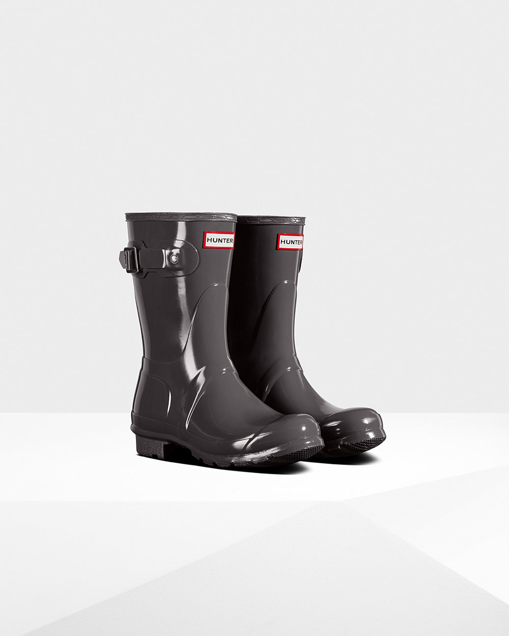 Womens Short Rain Boots - Hunter Original Gloss (95JHKBGUI) - Grey